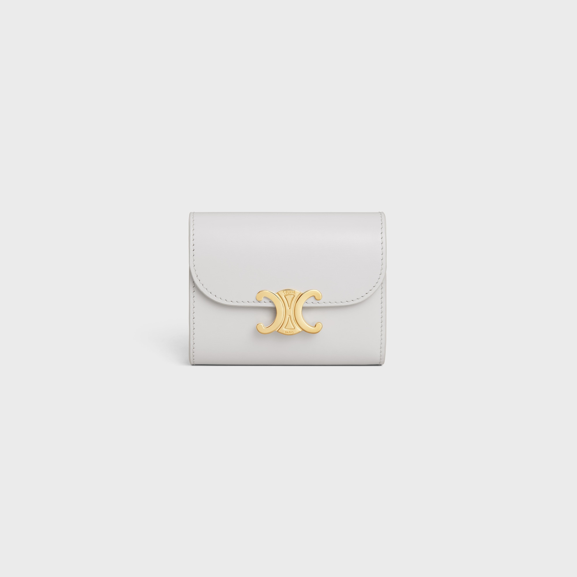 SMALL FLAP WALLER TRIOMPHE IN SHINY CALFSKIN CLOUDY GREY - Image 1